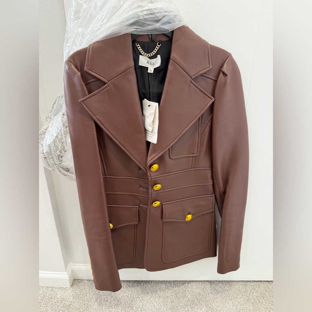 A.L.C. Chocolate Brown Blazer with Gold Buttons